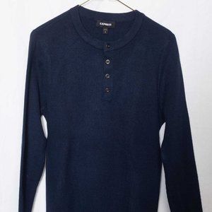 Express Men's Small Sweater Navy Blue Rib Knit